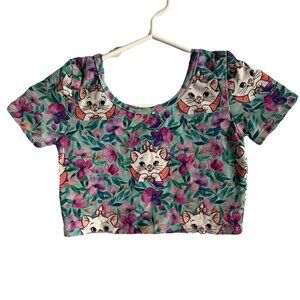 Wild Rich Kids T-Shirt Girls size 11/12 Disney Marie floral print Crop top